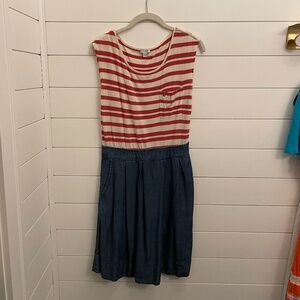 Anthropologie Red White and Blue Odille Dress